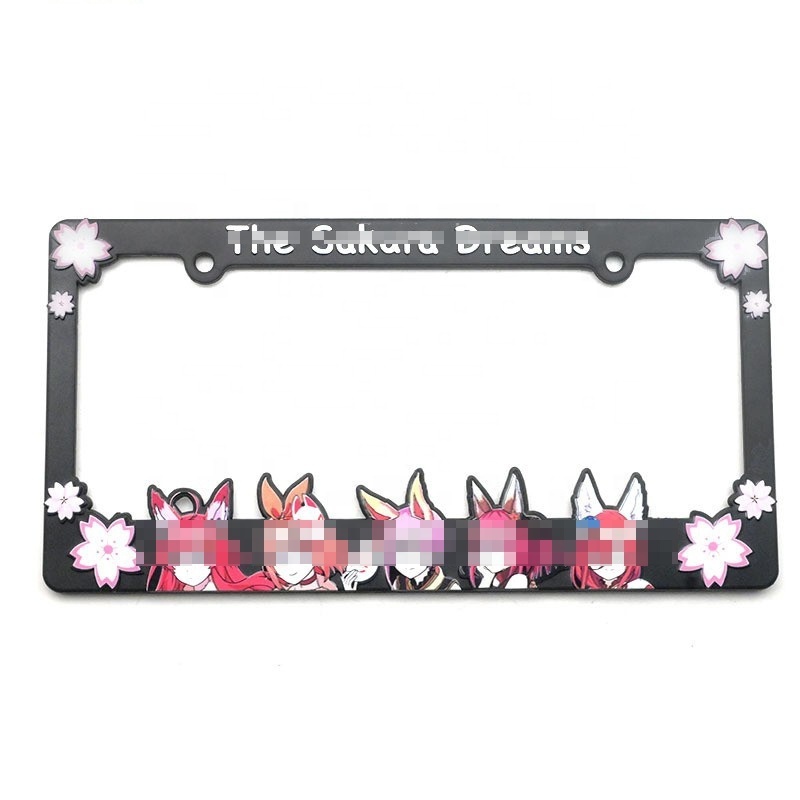 Hot selling Cartoon custom design anime decoration plate frames racing License plate cover For USA Size