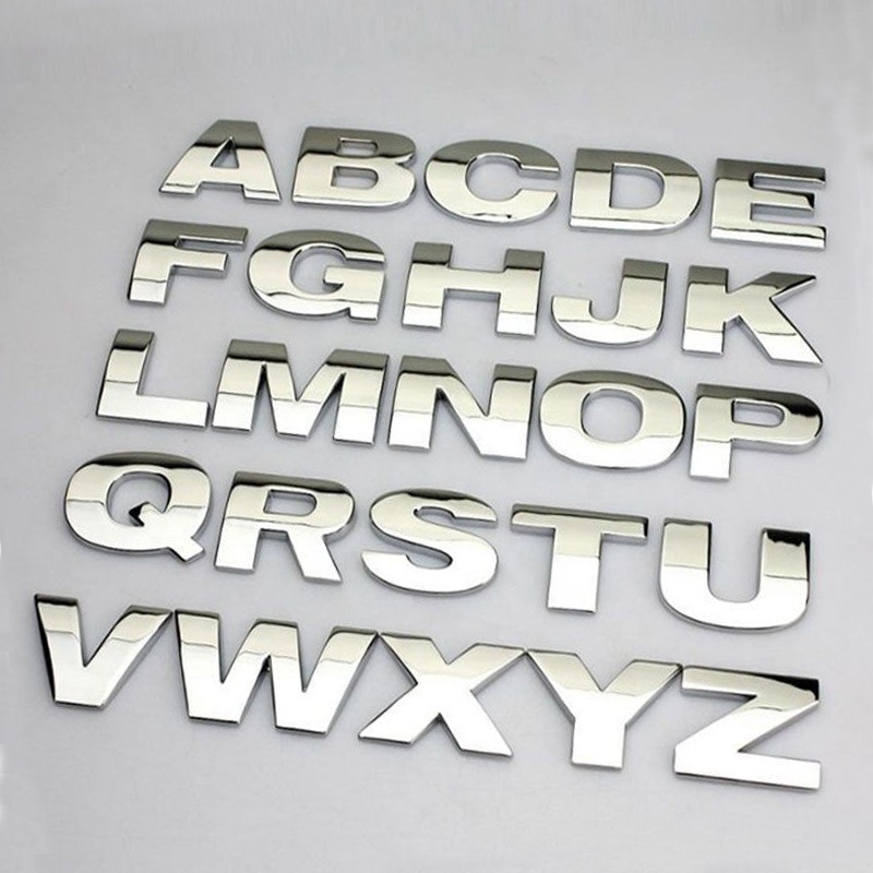 Car Emblem Letters Sticker DIY 3D Chrome Number Symbol Badge Decal