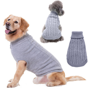 Wholesale pet knitwear for dogs high collar pet clothes luxury apparel sleeveless puppy dog knit sweaters solid color warm