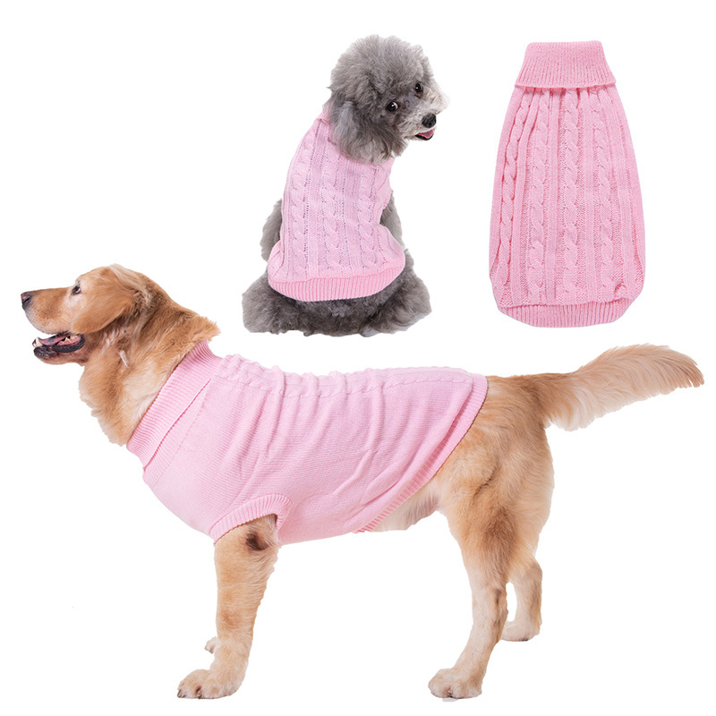 Wholesale pet knitwear for dogs high collar pet clothes luxury apparel sleeveless puppy dog knit sweaters solid color warm