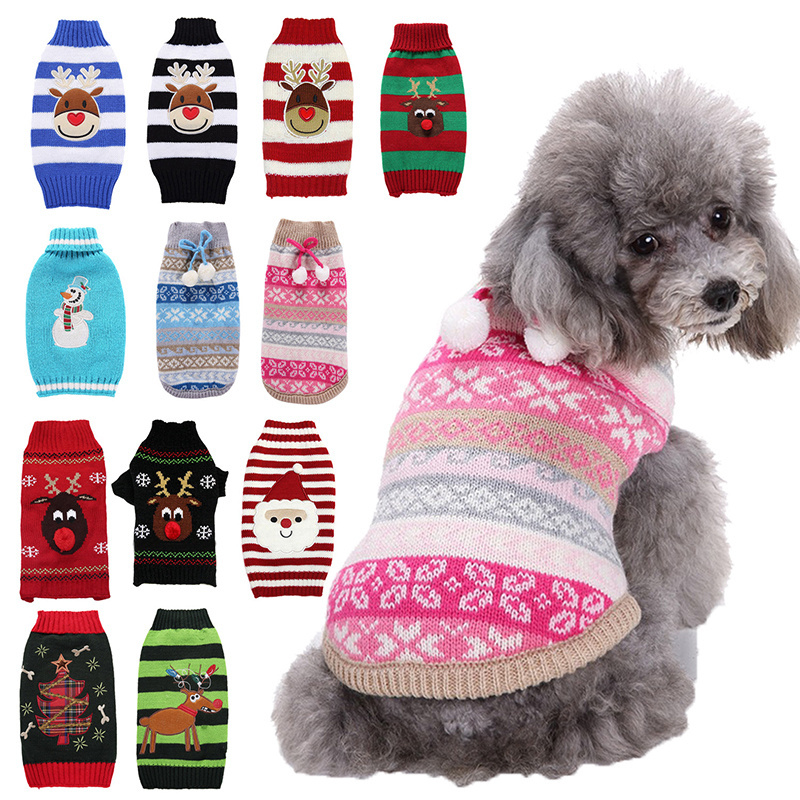 Wholesale pet knitwear for dogs high collar pet clothes luxury apparel sleeveless puppy dog knit sweaters solid color warm