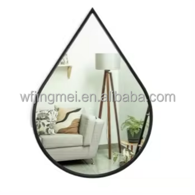 Irregular Wall Mirror with Black   IronFramed Modern Tear Drop Hanging Mirrors