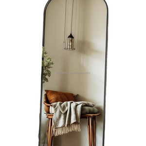 Arched Full Length Mirror,  Floor Mirror Freestanding with Carved Metal Frame, Traditional Vintage Ornate Baroque Mirror