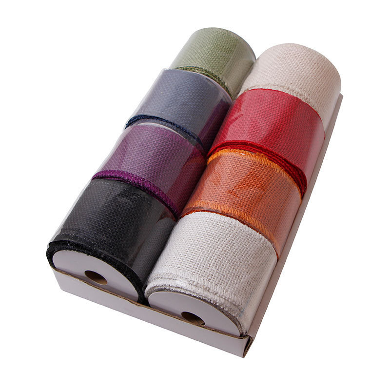 wholesale natural wired jute burlap ribbon rolls jute bag ribbons beautiful gift wrap jute ribbon