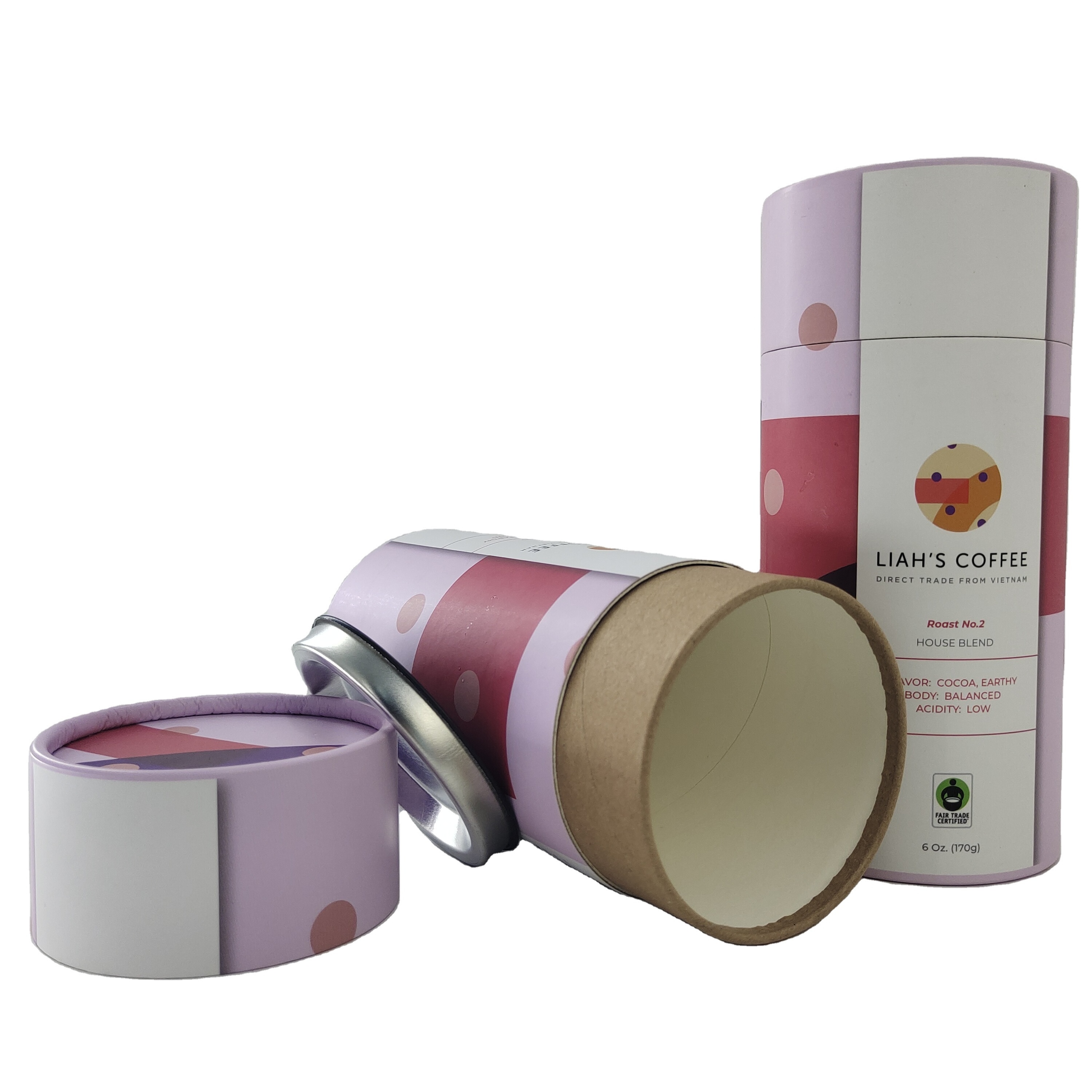 Eco friendly paper cylinder packaging box for tea/herbs/coffee packaging