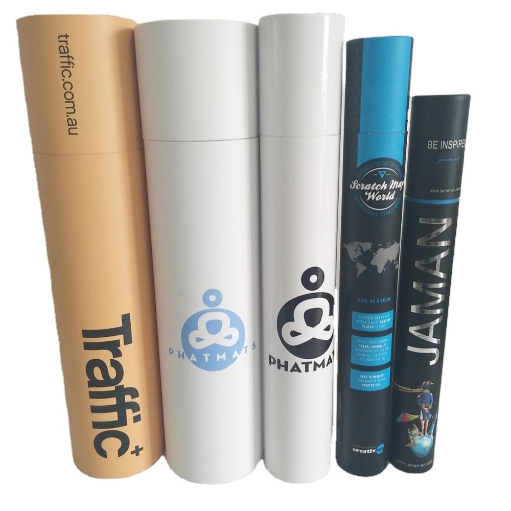 cardboard shipping tube/mailing/poster packaging tube round box brown paper kraft tube metal lid/plastic lid