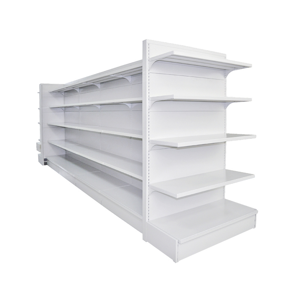 Hot Sales White Pharmacy Design Convenience Store Shelves Display Racks Gondola Retail Grocery Store Shelving