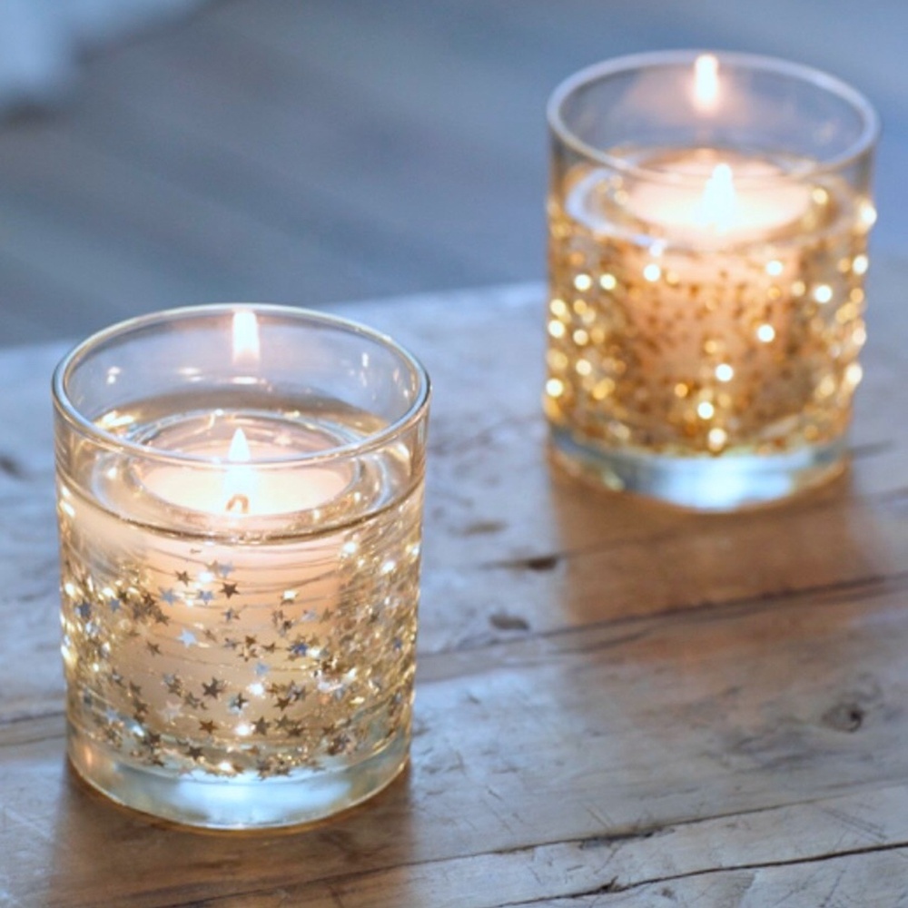 Brand  New Starry LED Candle Gel Candle with Glass Holder Home Decor Candle