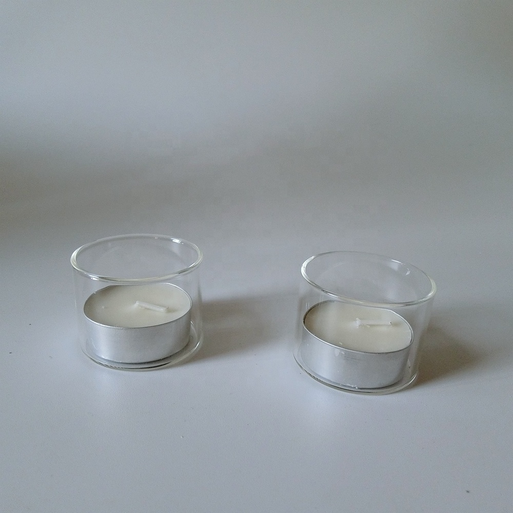 Wholesale Clear Decorative Custom Tealight Candle  Empty Small  Glass Candle Holder