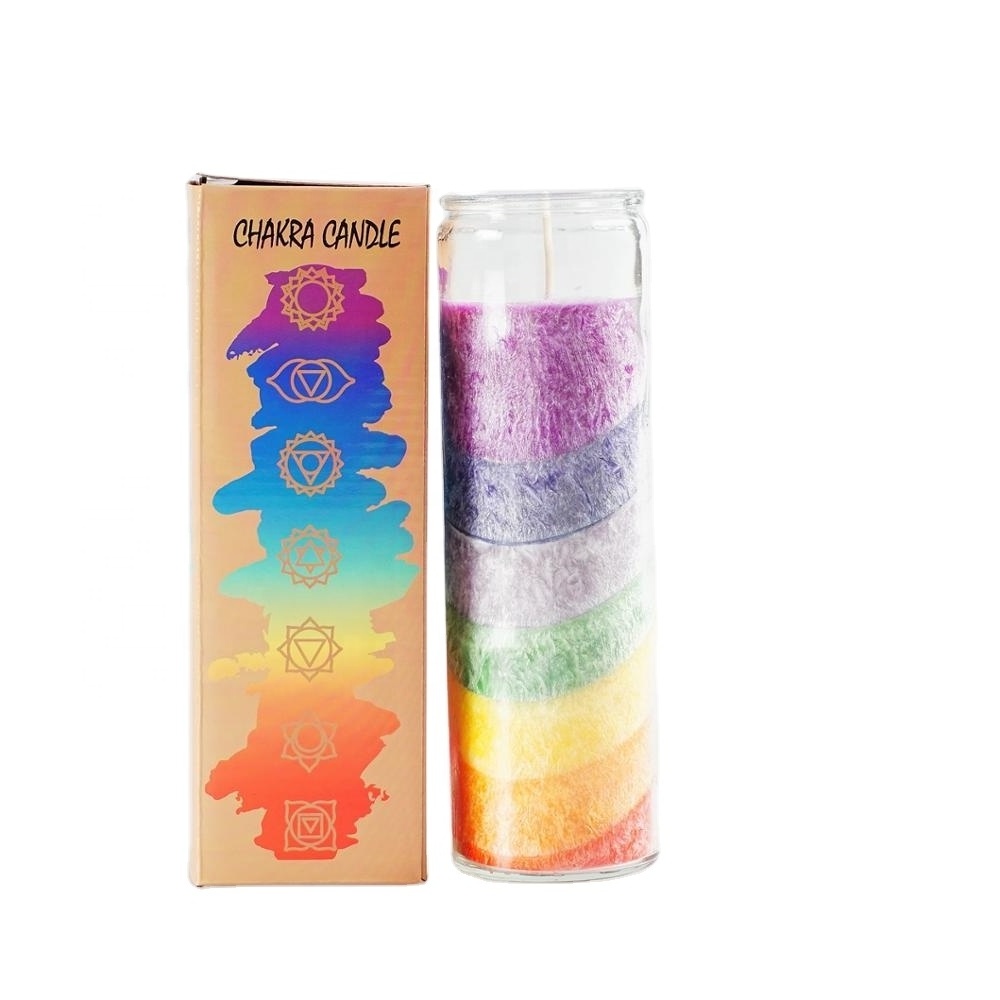 7 Days Chakra Rainbow Unscented Crystal Wax Candles