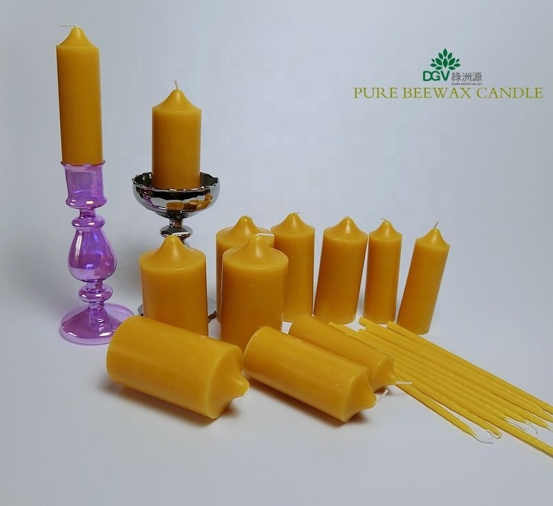 Organic Beeswax Cylinder Pillar Candles Handmade Beeswax Candles