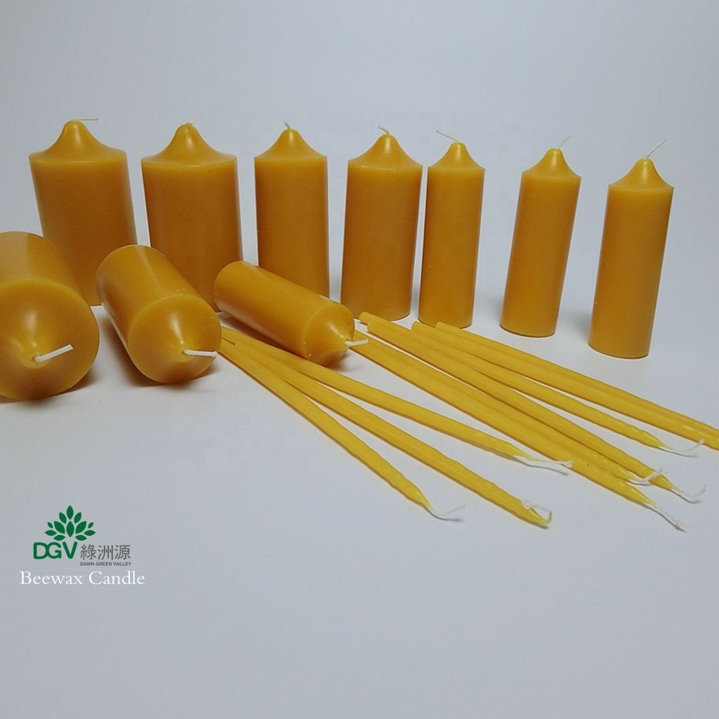 Organic Beeswax Cylinder Pillar Candles Handmade Beeswax Candles