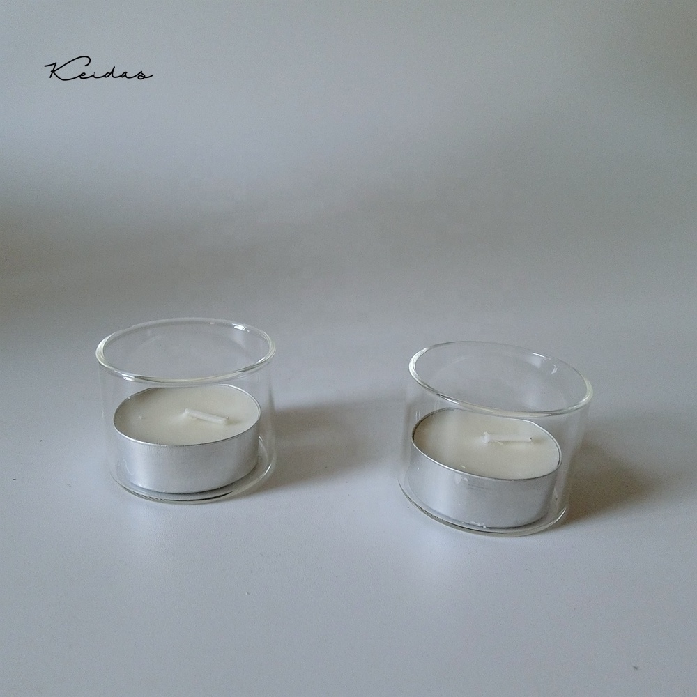 Wholesale Clear Decorative Custom Tealight Candle  Empty Small  Glass Candle Holder