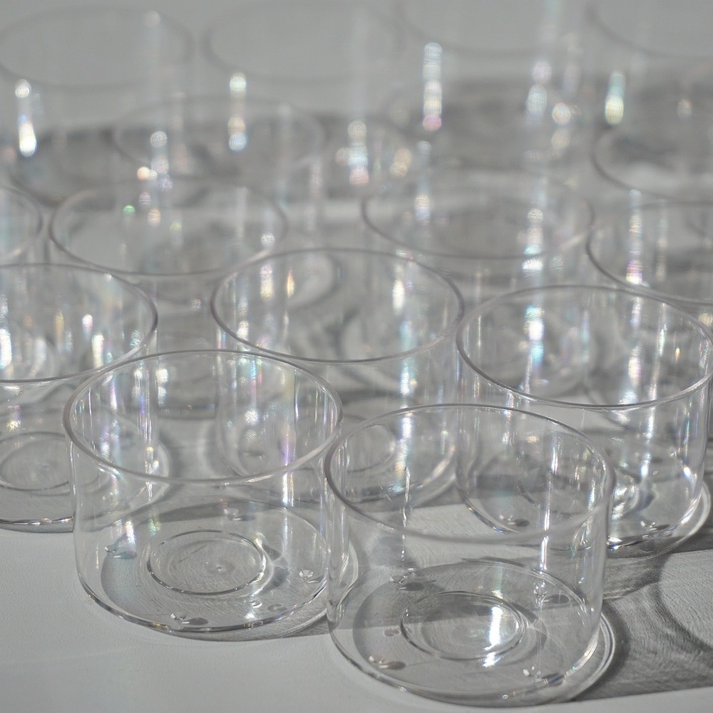 Round Shape Clear Polycarbonate Candle Containers for DIY Wedding Candle Making  100PCS with  wicks