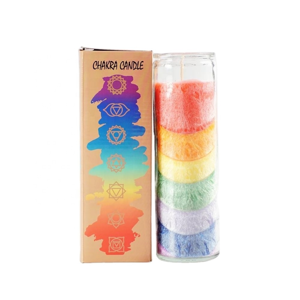 7 Days Chakra Rainbow Unscented Crystal Wax Candles