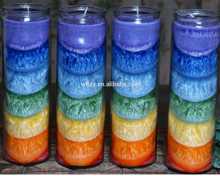 Chakra Candles For DHYANA Yoga /7 Days Religious church white Glass Jar Candle