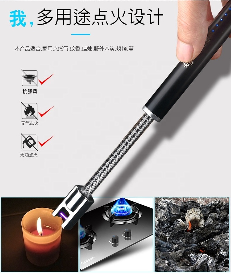 Candle Lighter Electric Arc Lighter Rechargeable USB Lighter Flameless Grill Lighter Long for Candle BBQ