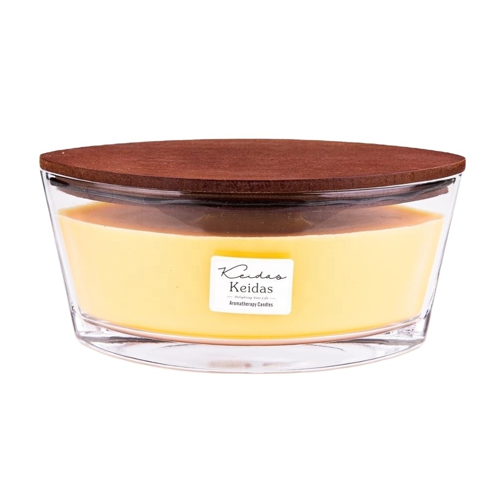 16 oz Large wood wick candles Yellow Color Bakery Cupcake in Glass Jar