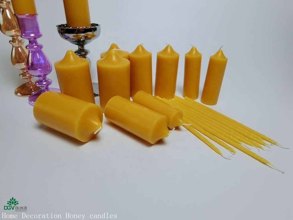 Organic Beeswax Cylinder Pillar Candles Handmade Beeswax Candles