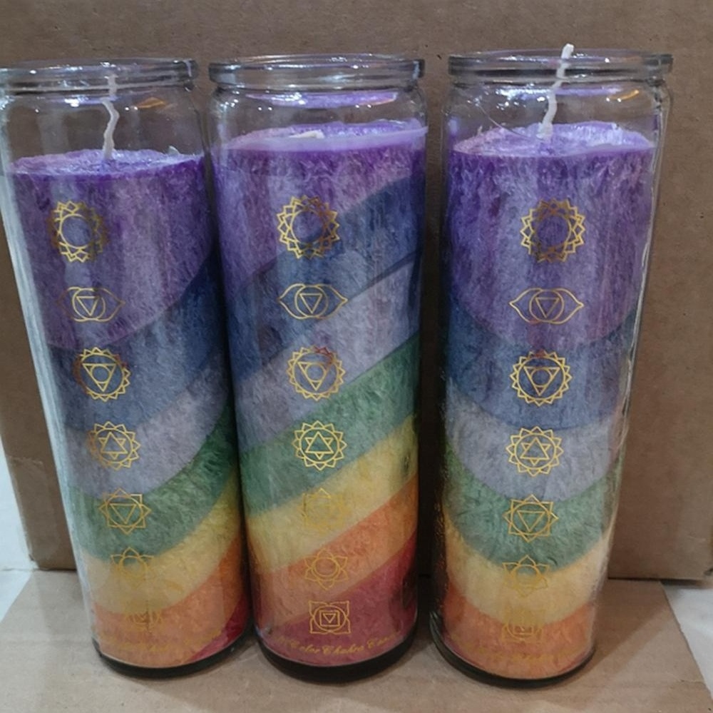 Spell Candle Chakra Candles Glass Jar Paraffin Wax Votive Candle Flameless DGV/OEM/ODM CN;SHN