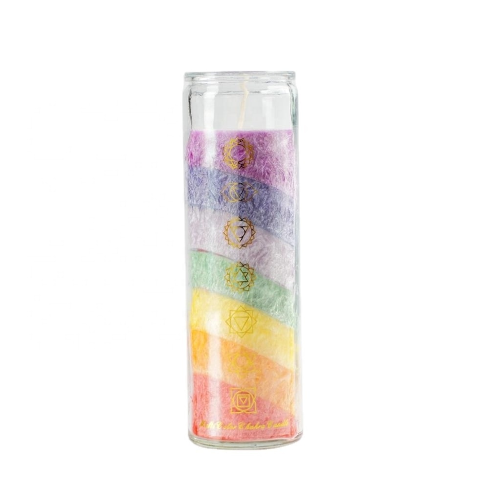 7 Days Chakra Rainbow Unscented Crystal Wax Candles