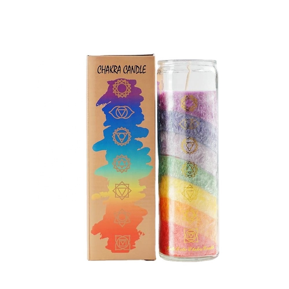 7 Days Chakra Rainbow Unscented Crystal Wax Candles