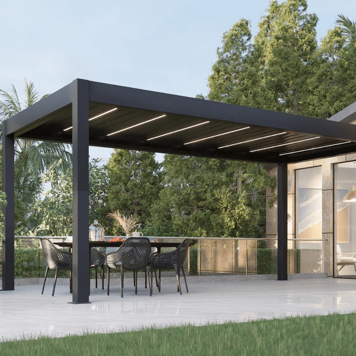 Modern Outdoor Yard Terrace Factory Canopy Electric System Adjustable Gazebo Bioclimatic Louvered Aluminum Pergola