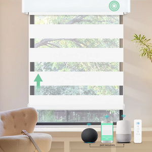 Wholesale Sunshade Technology Tuya Smart Blackout Screens Double Layered Automatic Motorized Zebra Blinds With Remote Control