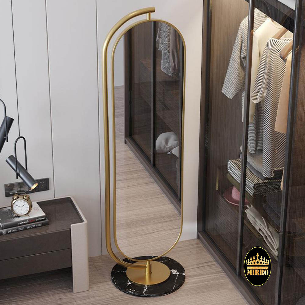 Modern Multifunctional Rotatable Metal Frame Bedroom Floor Standing Dressing Mirror Miroir With Coat Rack Hat Rack Storage