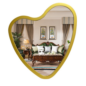 factory wholesale home decor modern large heart hanging shaped gold framed wall mirrors for living room miroir spiegel