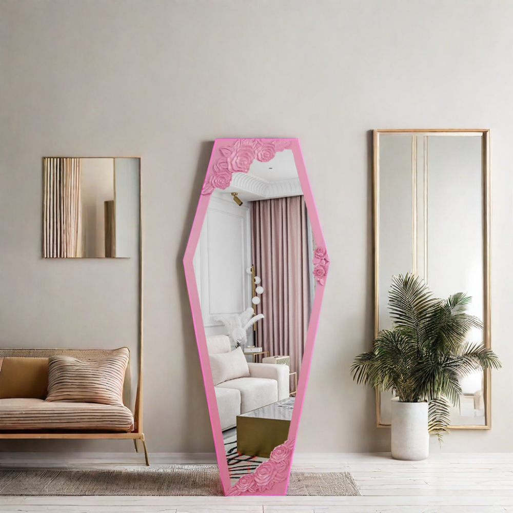 custom  wood framed Gothic Coffin hanging Wall Mirror full length Large Big Decoration for Living Room bedroom espejo spiegel