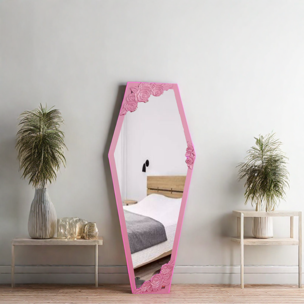 custom  wood framed Gothic Coffin hanging Wall Mirror full length Large Big Decoration for Living Room bedroom espejo spiegel