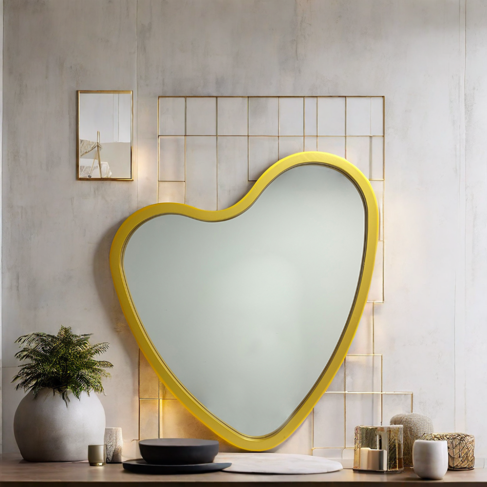 factory wholesale home decor modern large heart hanging shaped gold framed wall mirrors for living room miroir spiegel