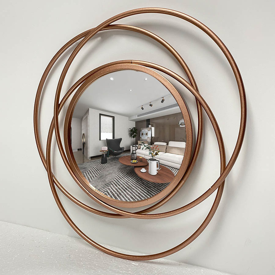 wholesale luxury bedroom decor large metal framed irregular shape unbreakable miroir art hanging wall mirror spiegel