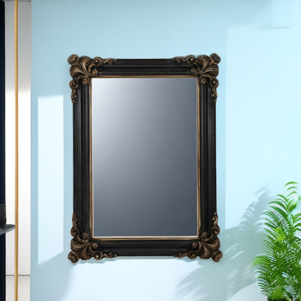 Luxury Large Rectangular Carved Wood Frame Wall Mirror Glam Design for Full Length Dressing Hanging on Home Decor mirror miroir