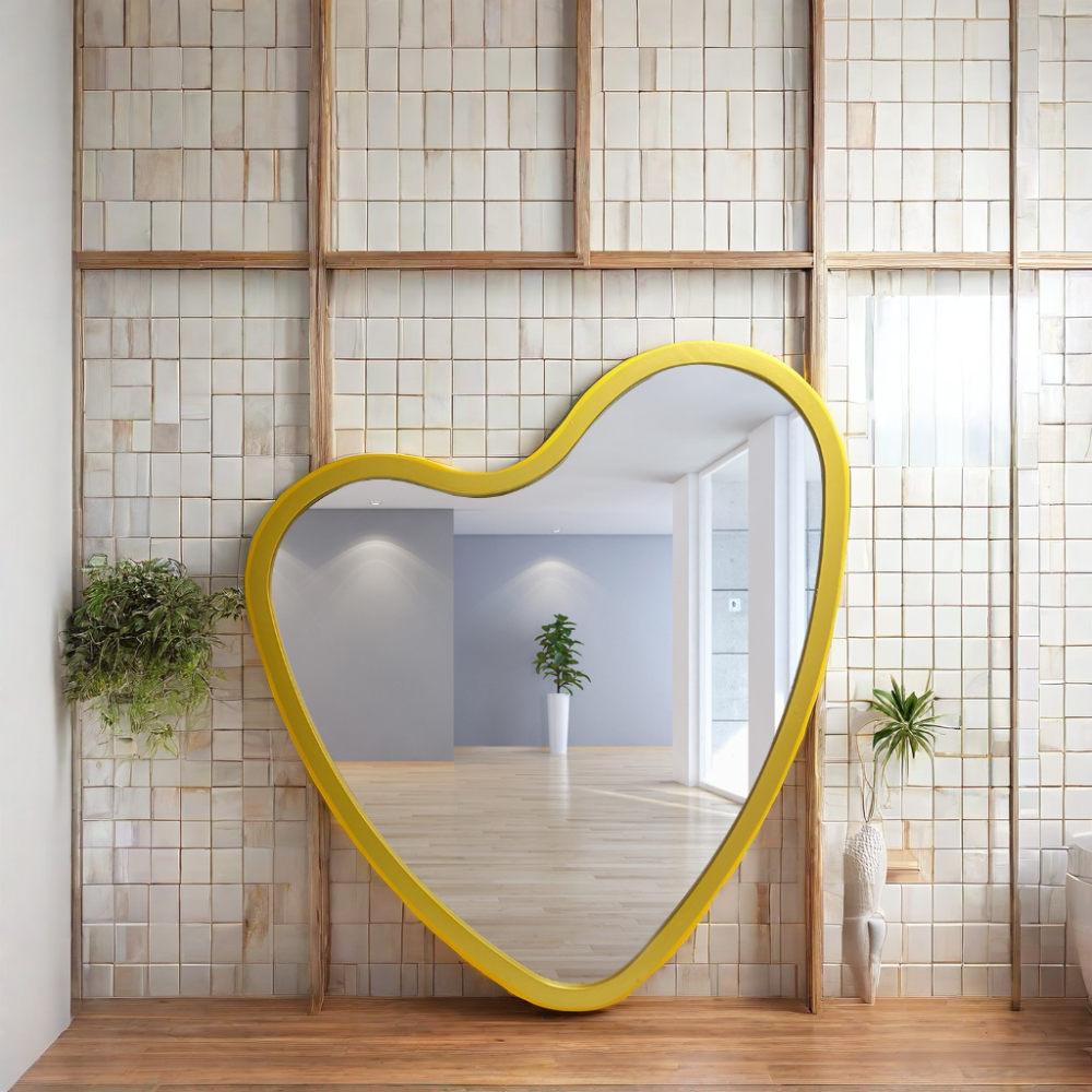 factory wholesale home decor modern large heart hanging shaped gold framed wall mirrors for living room miroir spiegel