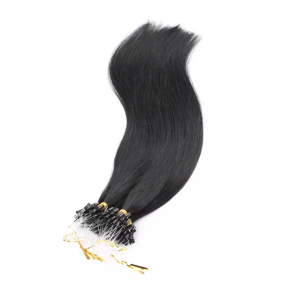 Mirco links Beads hair Vendors 100% Remy Brazilian Human Hair black Color straight style thick Micro Ring Loop Hair Extensions