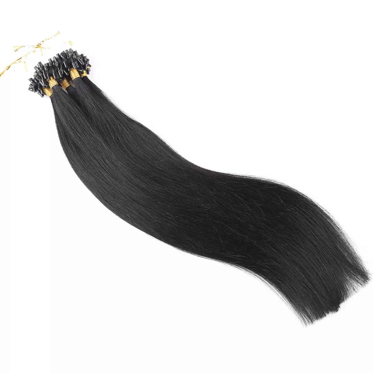 Mirco links Beads hair Vendors 100% Remy Brazilian Human Hair black Color straight style thick Micro Ring Loop Hair Extensions