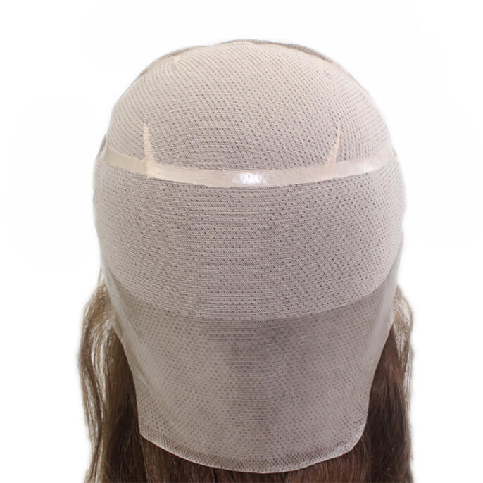 All Hand tied Stock Anti-slip soft Silicone 100% virgin raw human brown hair Medical wig 18