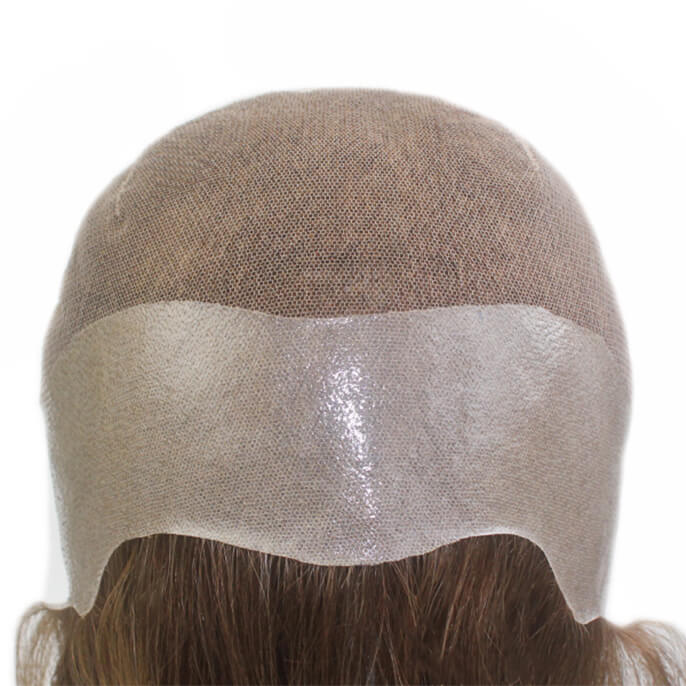 All Hand tied Stock Anti-slip soft Silicone 100% virgin raw human brown hair Medical wig 18