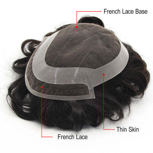 Cheapest Indian remy hairpieces manufactures natural black thin skin permanent Hollywood base human hair replacement men toupee