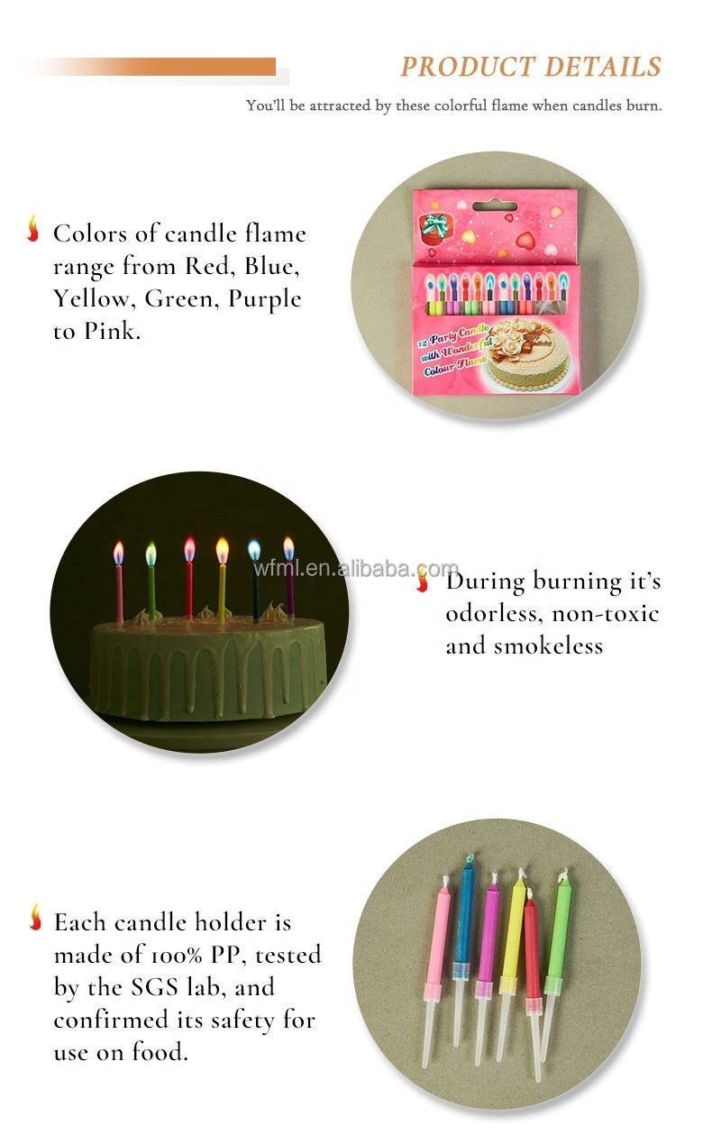 On-time Delivery Fantastic Six Multi Color Flame Candles Party Candle