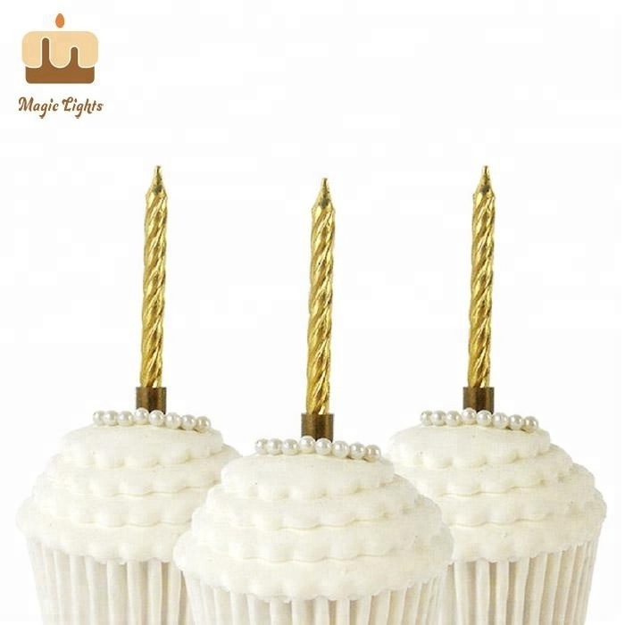 Excellent Quality Party Occasion Golden Birthday Spiral Candles For Cupcake