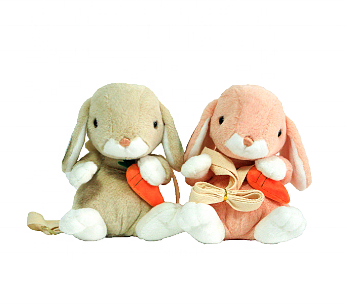 Soft toys cute rabbit eat carrot stuffed bag for kids plush backpack