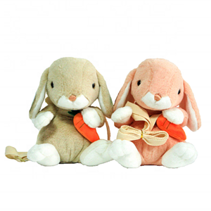 Soft toys cute rabbit eat carrot stuffed bag for kids plush backpack