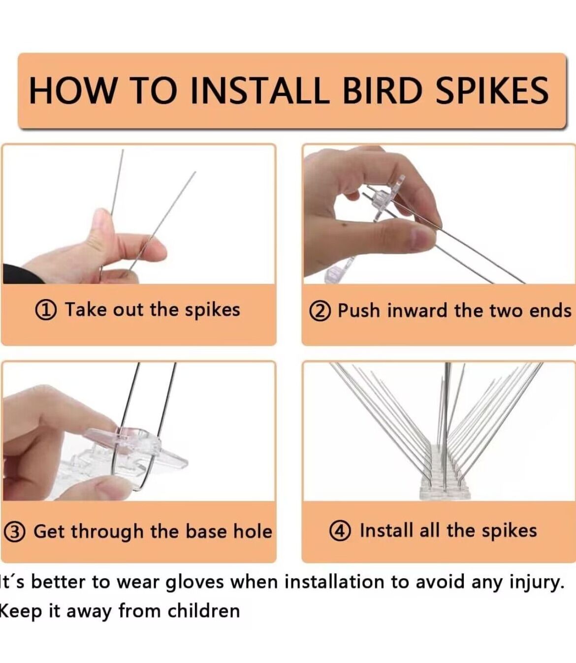 Qiao Liang  Plastic base pigeon control spikes anti bird spikes for bird deterrent  with  bird spikes anti pigeon