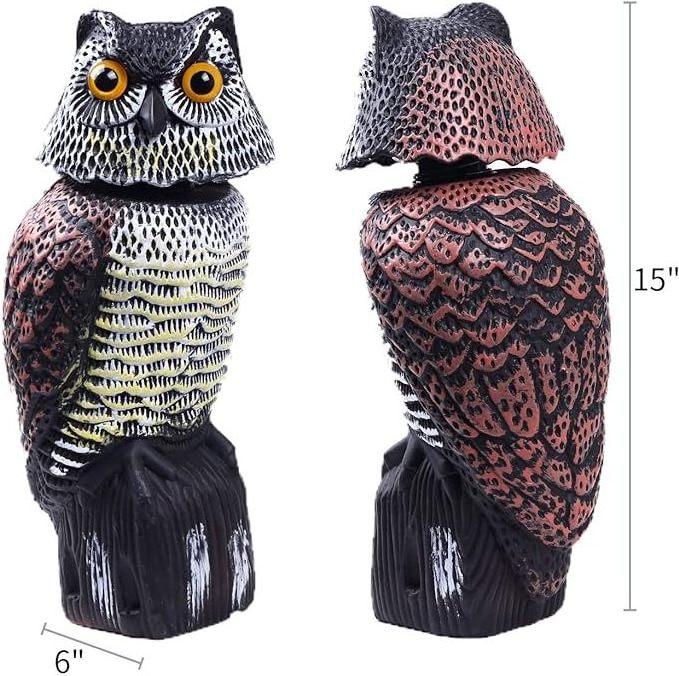 360 Degree Rotating Head Plastic Garden Scare Birds Away Animal Decoration Moveable Scare Crow Simulation Owl