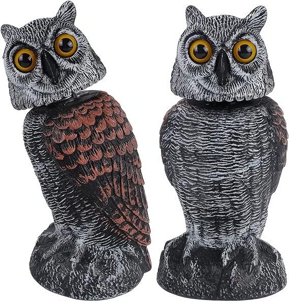 360 Degree Rotating Head Plastic Garden Scare Birds Away Animal Decoration Moveable Scare Crow Simulation Owl