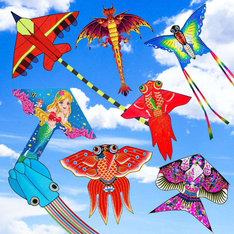 Free shipping dragon kites flying butterfly eagle outdoor toys for kids cartoon Diamond pakistan valves tube paper kites