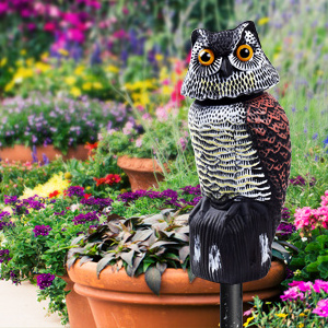 360 Degree Rotating Head Plastic Garden Scare Birds Away Animal Decoration Moveable Scare Crow Simulation Owl